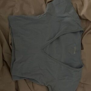Garage Light Blue Ribbed V-Neck Tee